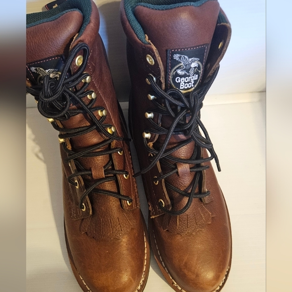 New Georgia Boot Farm And Ranch Walnut Lacer Boot G7014 Men’s Size 8.5m View 2